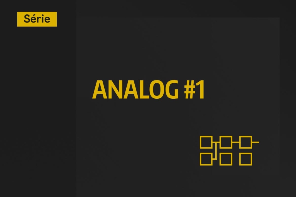 Miniature sombre de la série "Analog #1" avec texte jaune et schéma de blocs de synthèse pour le tutoriel Ableton Live.
